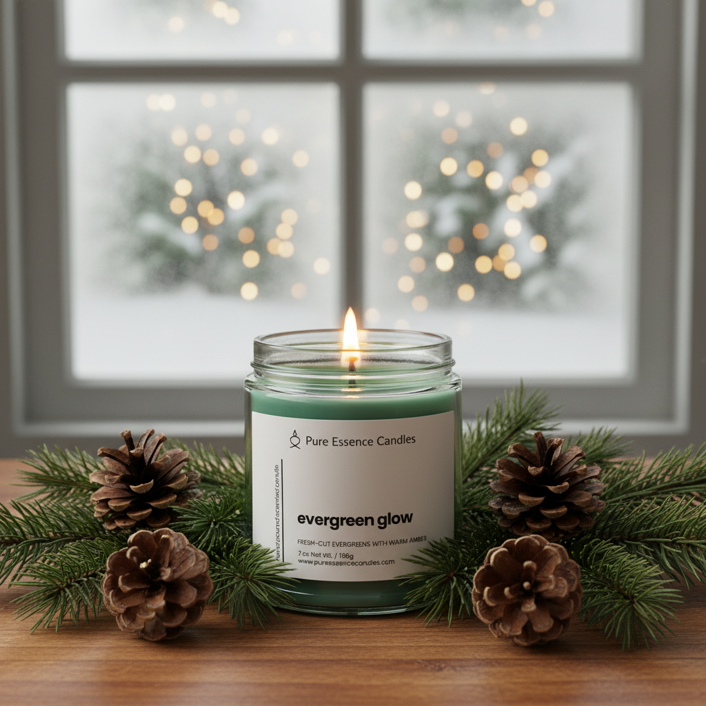 Evergreen Glow - Fresh-Cut Evergreens with Warm Amber | Hand Poured Candle
